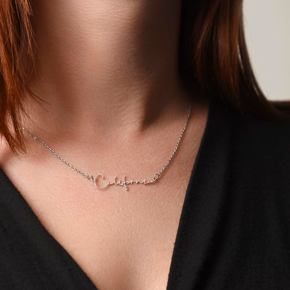 Girlfriend Happy Birthday Signature Name Necklace