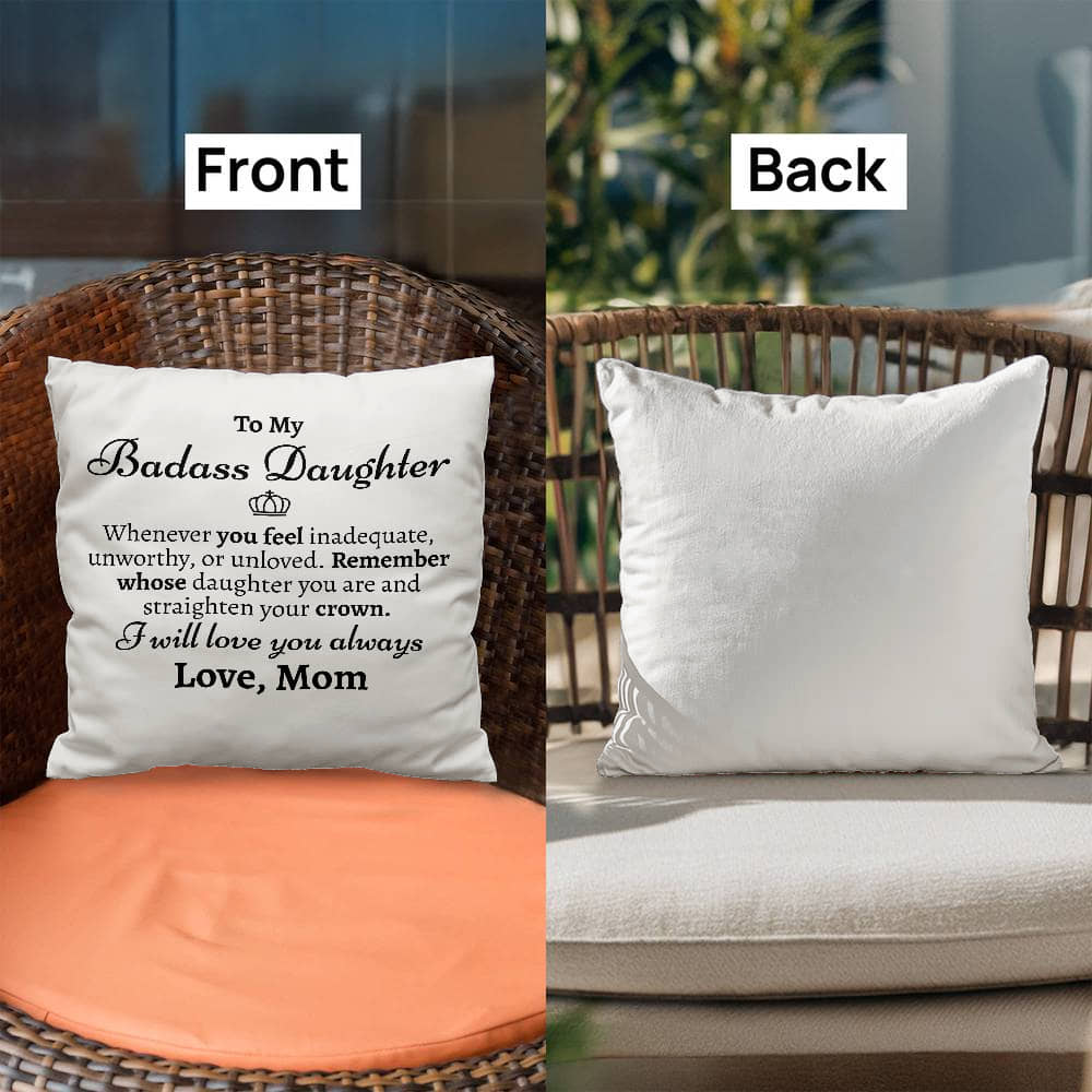 Badass Daughter Pillow Cover with Insert - Love You This Much