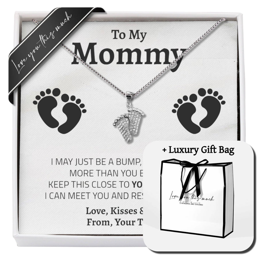 Bump to Mom Tiny Steps Necklace (Classic Edition) - Love You This Much