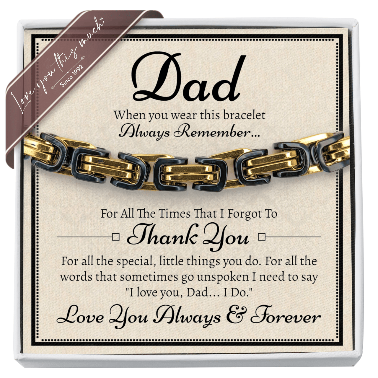 Dad "Thank You" Twist Steel 5mm Bracelet - Love You This Much