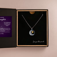 Thumbnail for Daughter .925 Sterling Silver Moon Necklace - Love Dad - Love You This Much