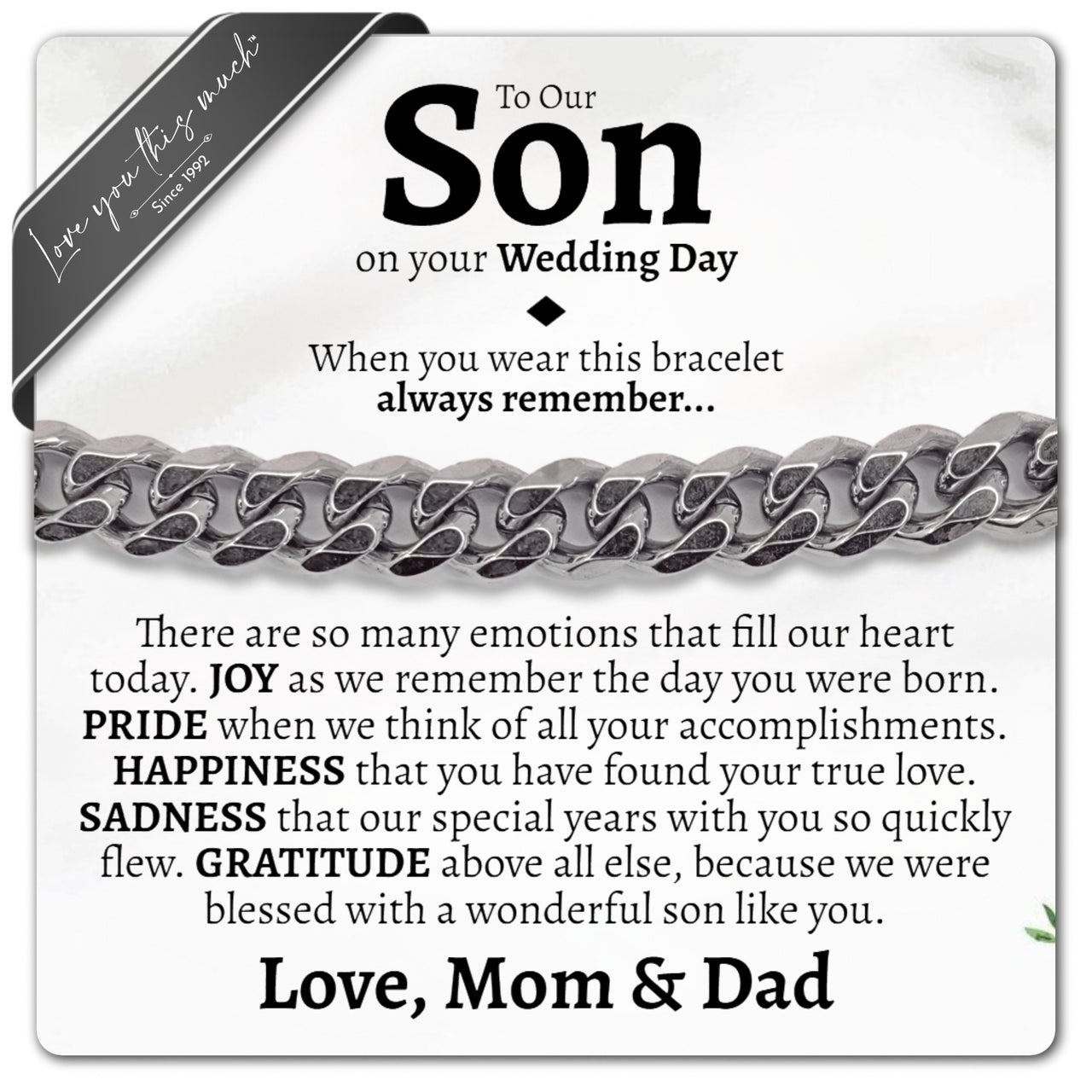Son Wedding (From Parents) Classic 5mm Bracelet