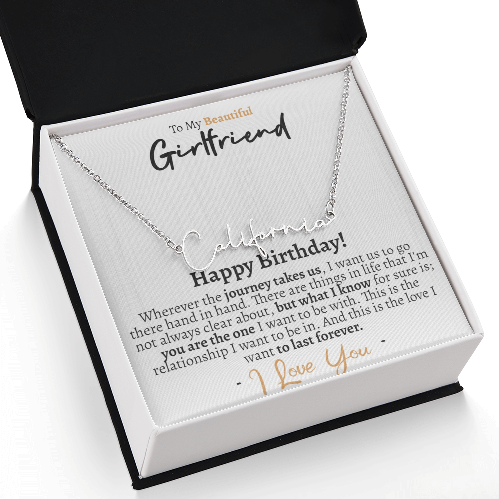 Girlfriend Happy Birthday Signature Name Necklace - Love You This Much