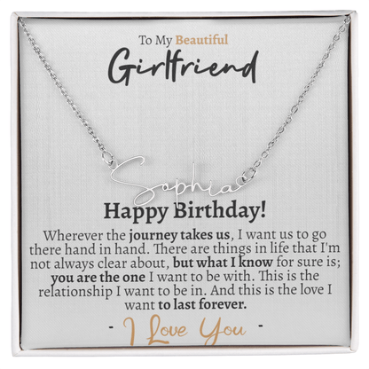 Girlfriend Happy Birthday Signature Name Necklace - Love You This Much