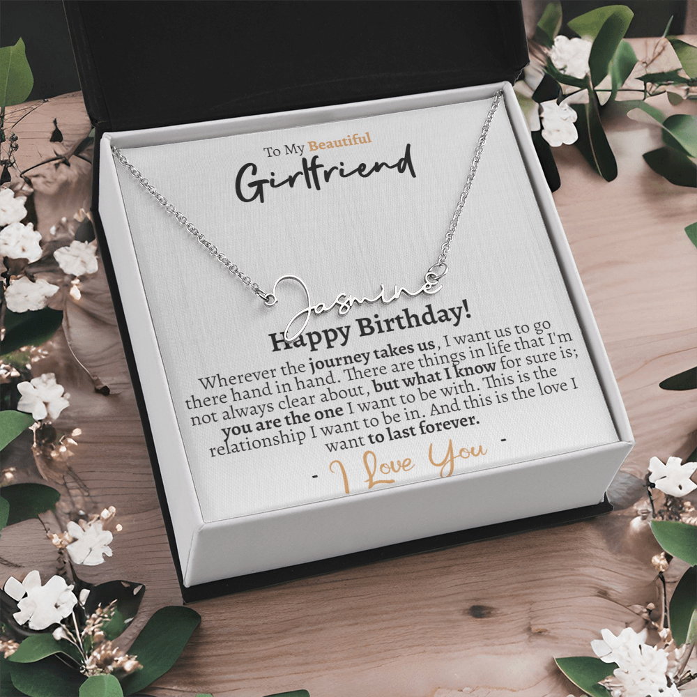 Girlfriend Happy Birthday Signature Name Necklace - Love You This Much