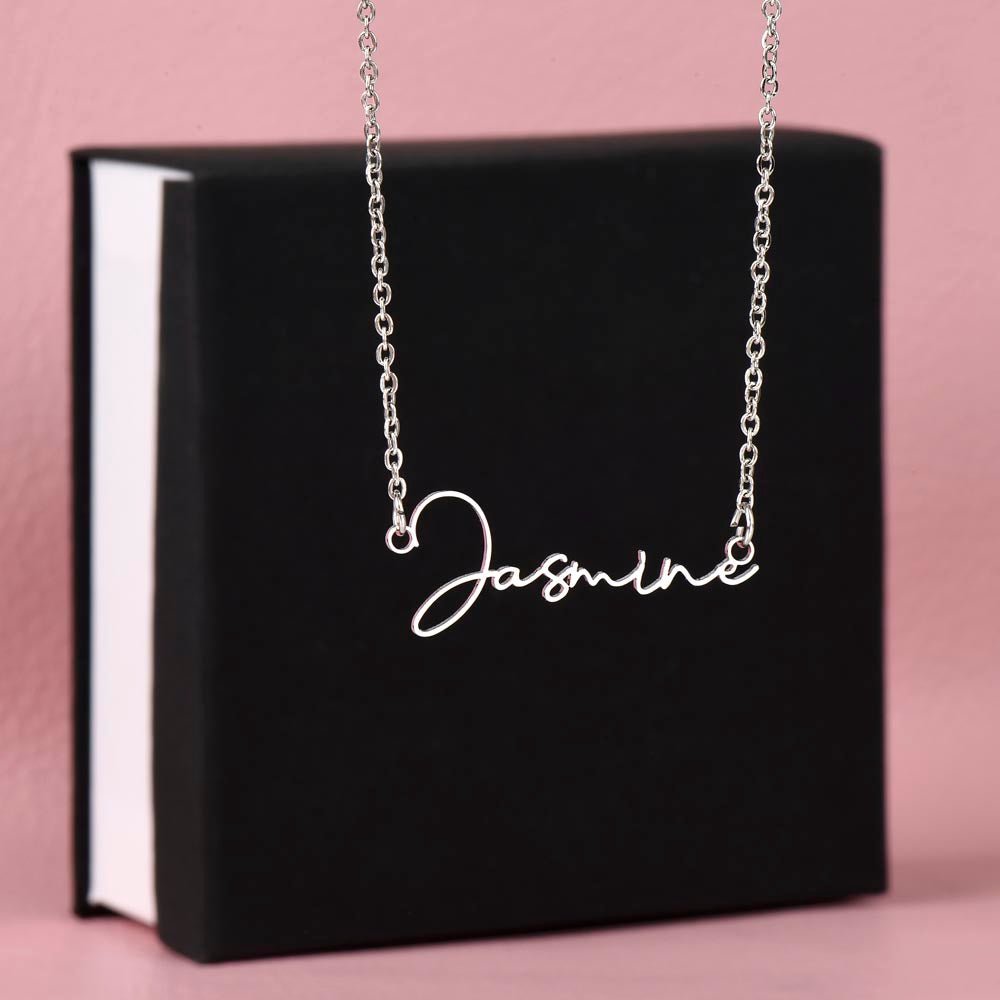 Girlfriend Happy Birthday Signature Name Necklace - Love You This Much