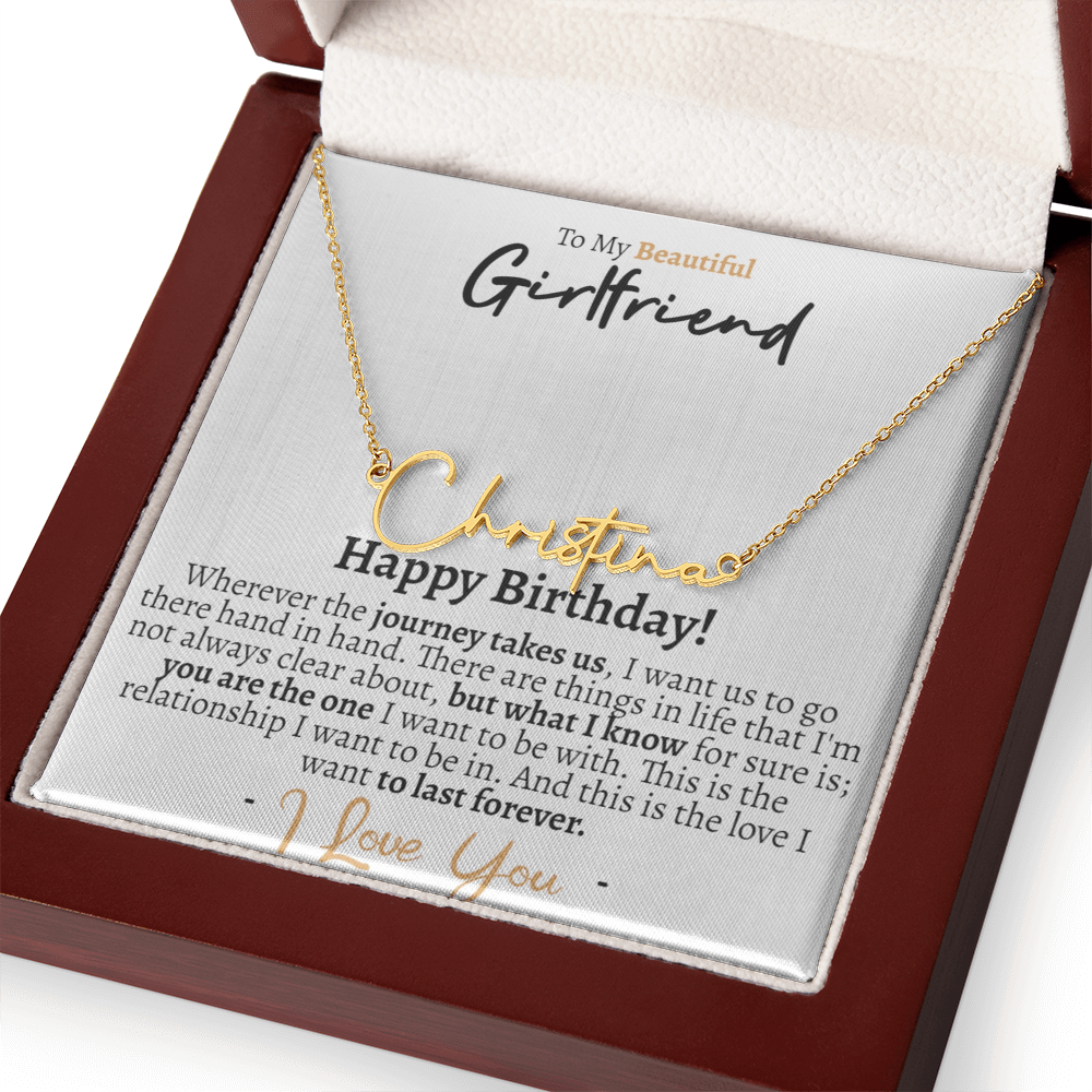 Girlfriend Happy Birthday Signature Name Necklace - Love You This Much