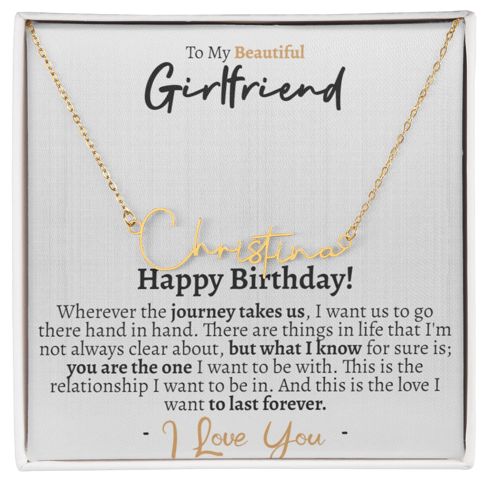 Girlfriend Happy Birthday Signature Name Necklace - Love You This Much
