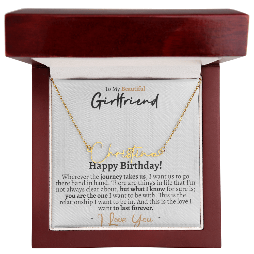 Girlfriend Happy Birthday Signature Name Necklace - Love You This Much