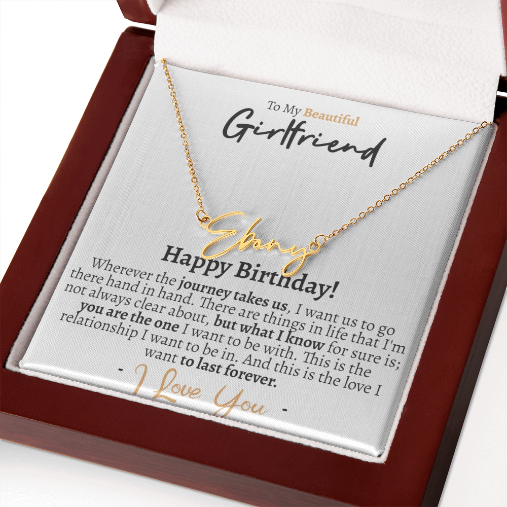 Girlfriend Happy Birthday Signature Name Necklace - Love You This Much