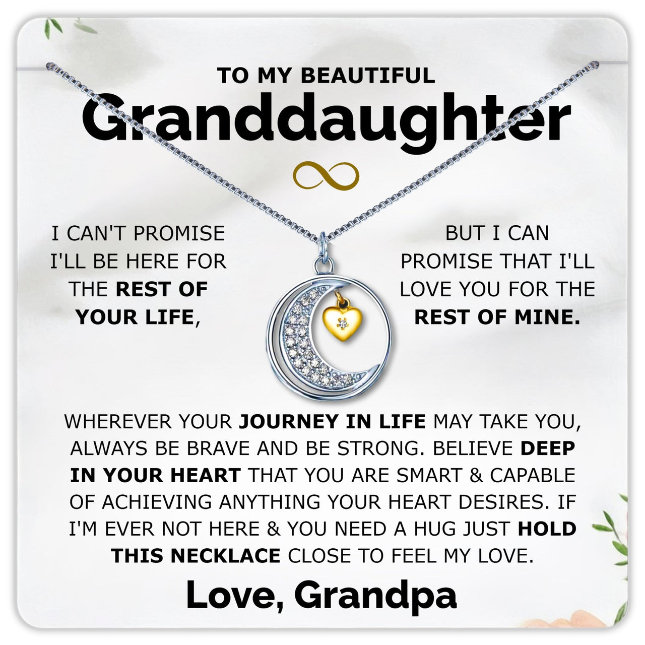 Granddaughter .925 Sterling Silver Moon Necklace - Love Grandpa - Love You This Much