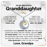 Thumbnail for Granddaughter .925 Sterling Silver Moon Necklace - Love Grandpa - Love You This Much