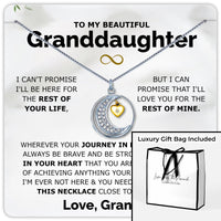 Thumbnail for Granddaughter .925 Sterling Silver Moon Necklace - Love Grandpa - Love You This Much