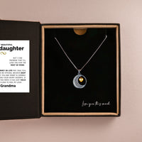 Thumbnail for Granddaughter .925 Sterling Silver Moon Necklace - Love Grandpa - Love You This Much