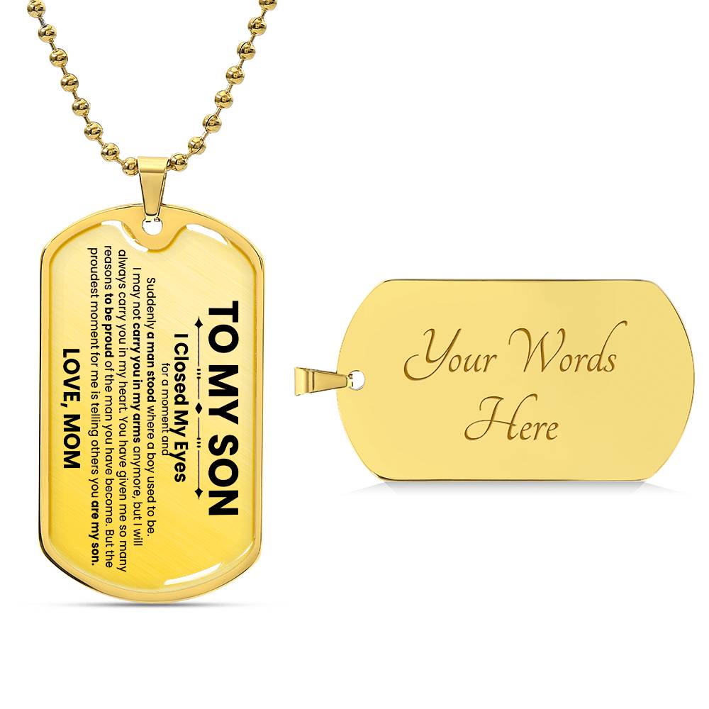 Son Love Mom Original Dog Tag Necklace - Love You This Much