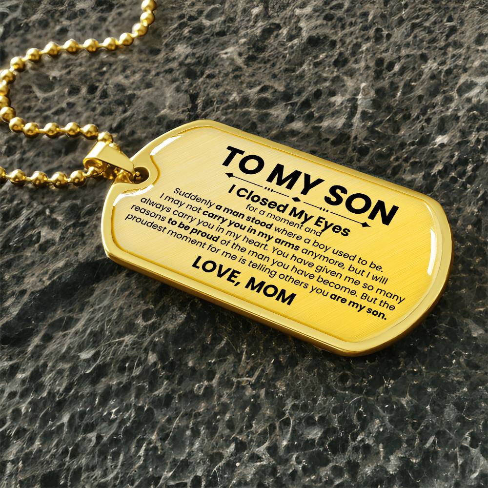 Son Love Mom Original Dog Tag Necklace - Love You This Much