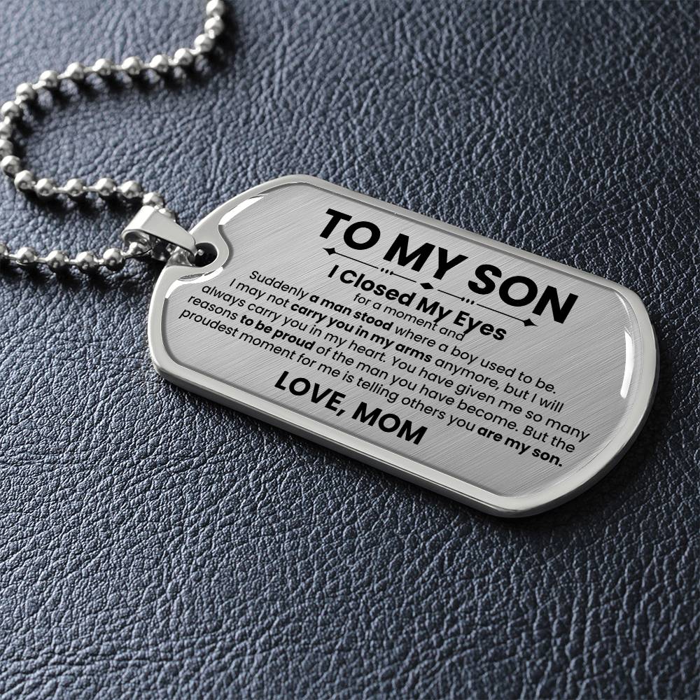 Son Love Mom Original Dog Tag Necklace - Love You This Much