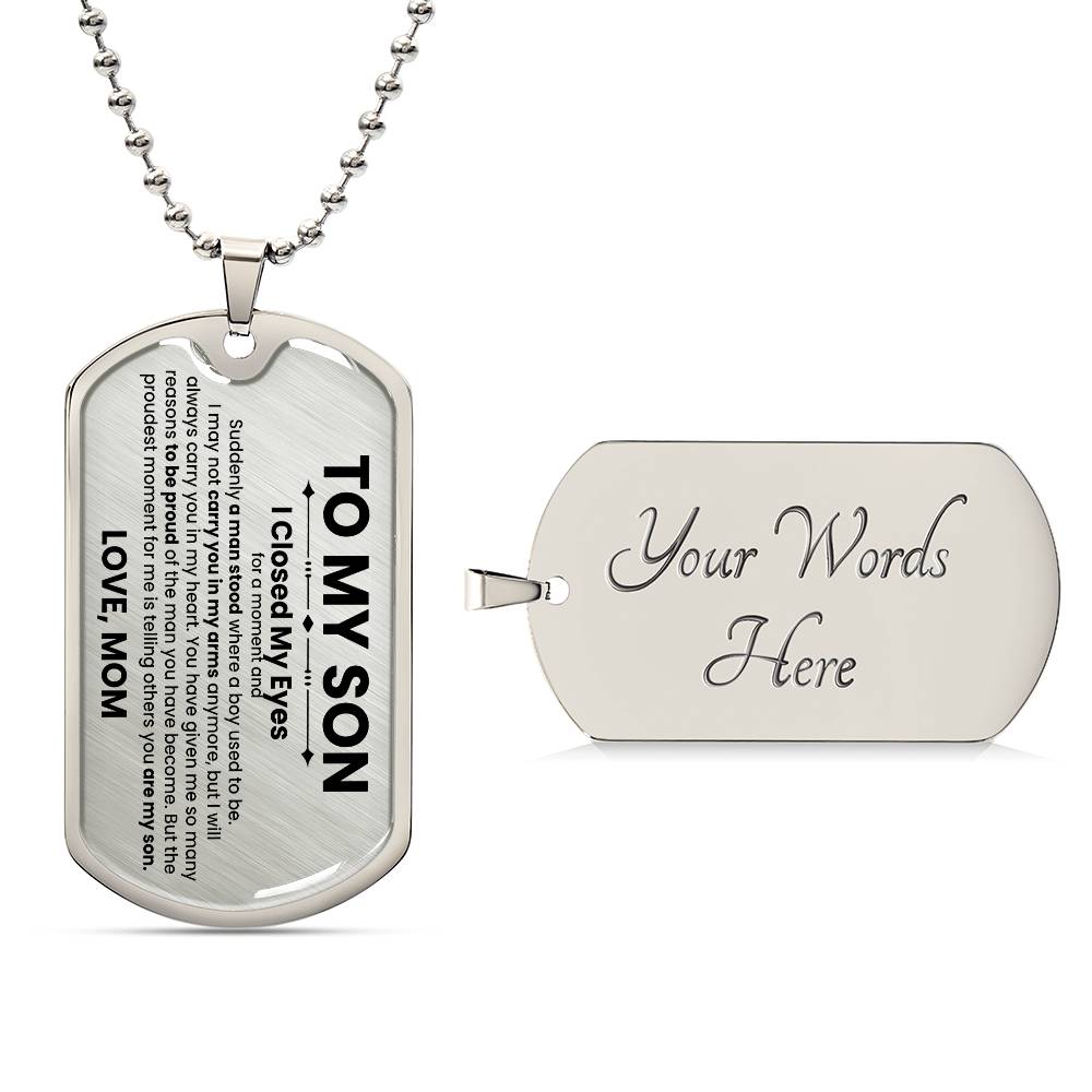 Son Love Mom Original Dog Tag Necklace - Love You This Much