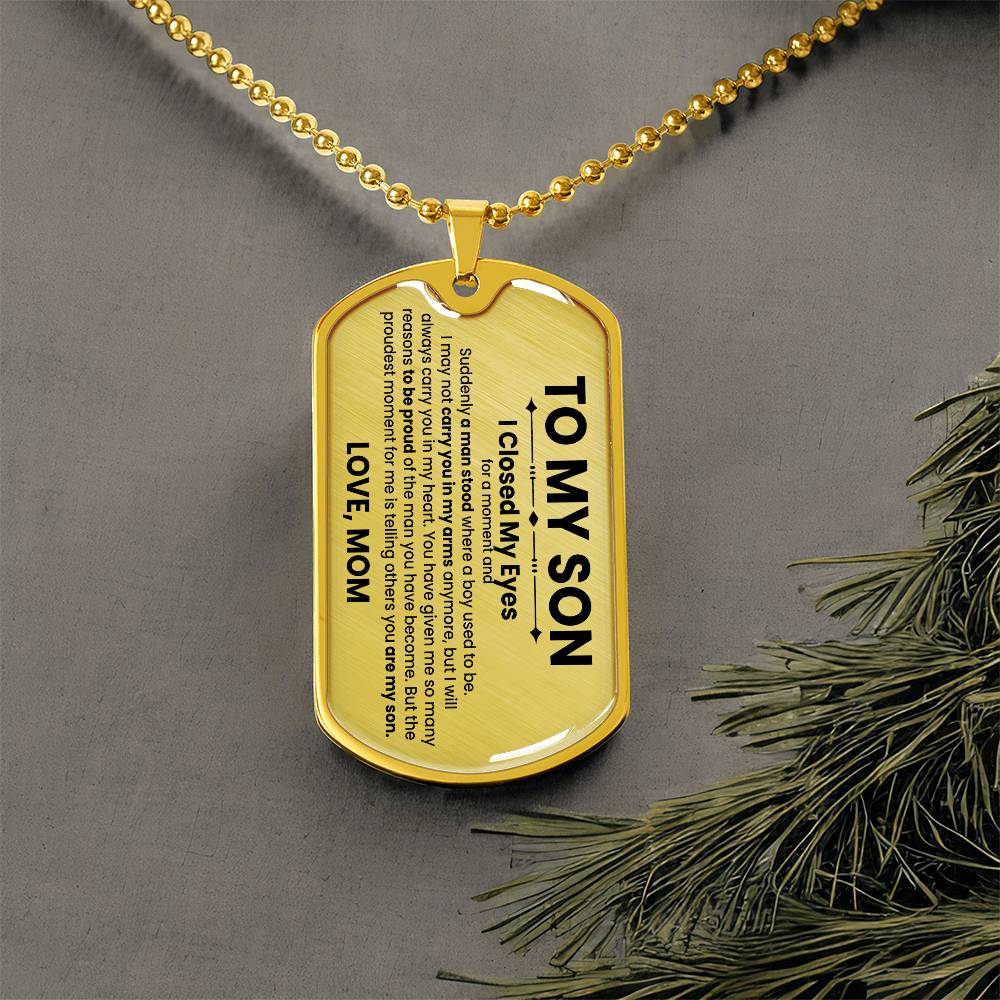 Son Love Mom Original Dog Tag Necklace - Love You This Much