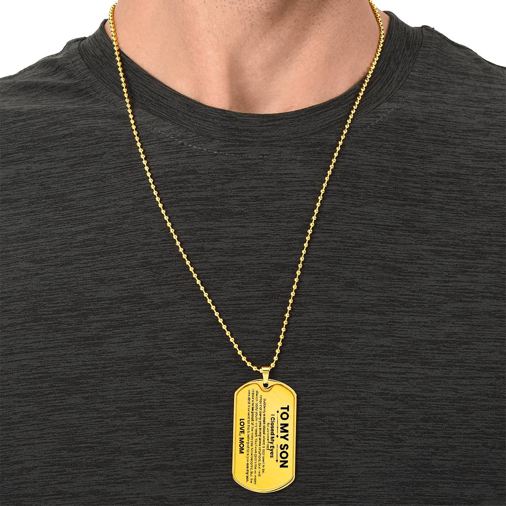 Son Love Mom Original Dog Tag Necklace - Love You This Much