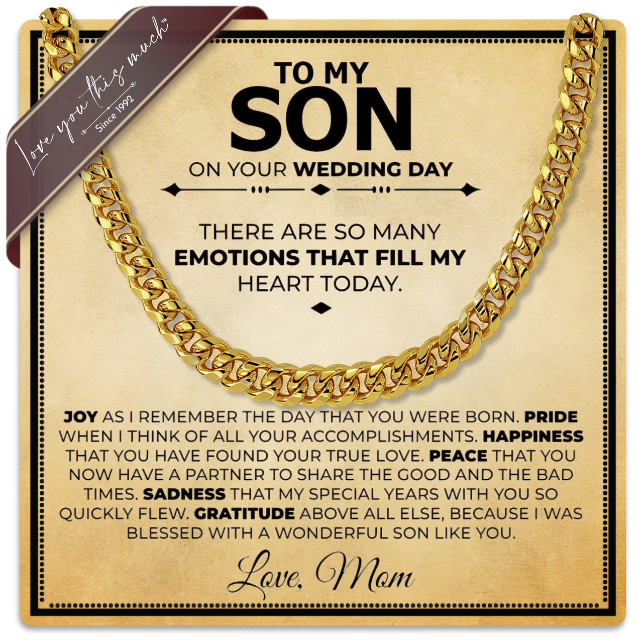 Son Love Mom Wedding - Class 5mm Necklace