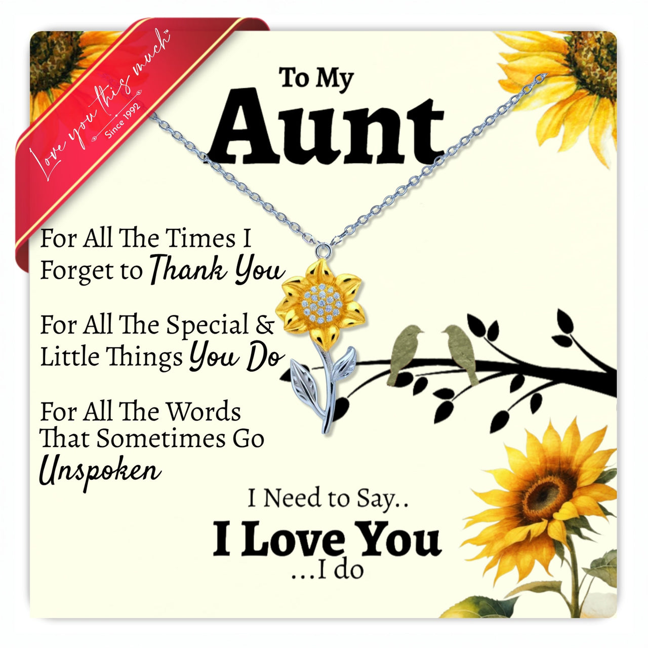 To My Aunt 18k Gold Enchanted Sunflower Necklace - Love You This Much