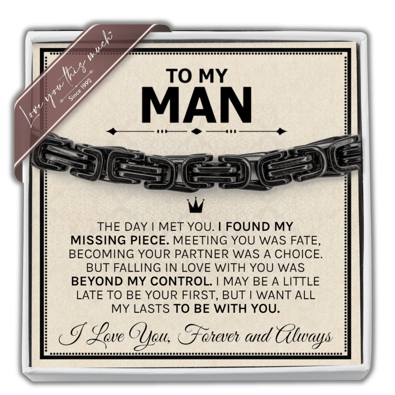 To My Man "Your Crown" 5mm Steel Bracelet - Love You This Much