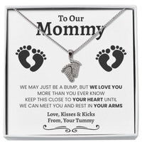 Thumbnail for New Mom Expecting Twins Baby Feet Necklace - Love You This Much