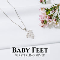 Thumbnail for New Mom on Birthday Baby Feet Necklace - Love You This Much
