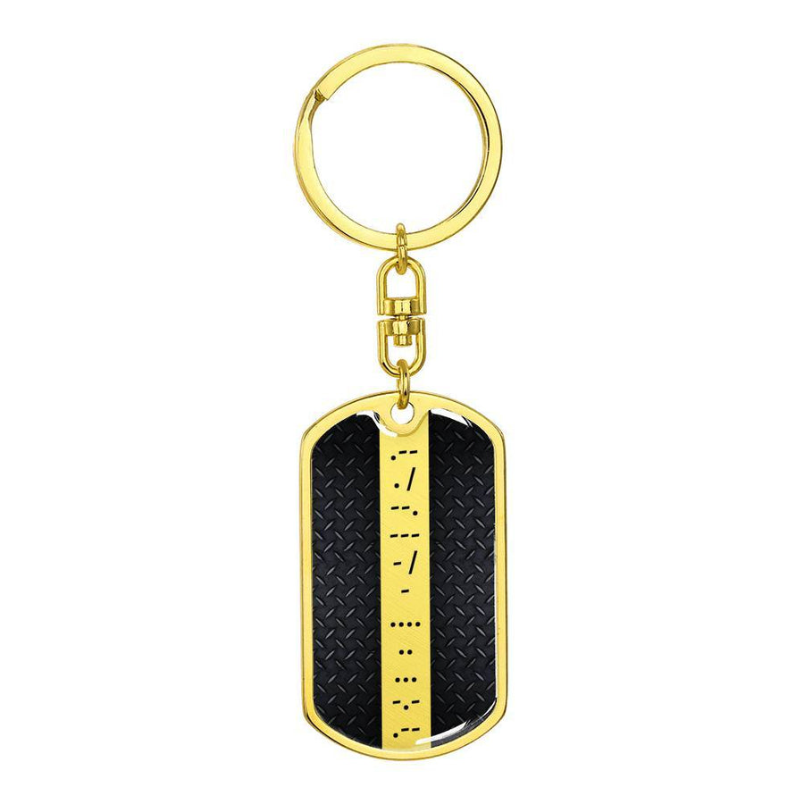 Personalized Morse Code Dog Tag Keychain - Love You This Much