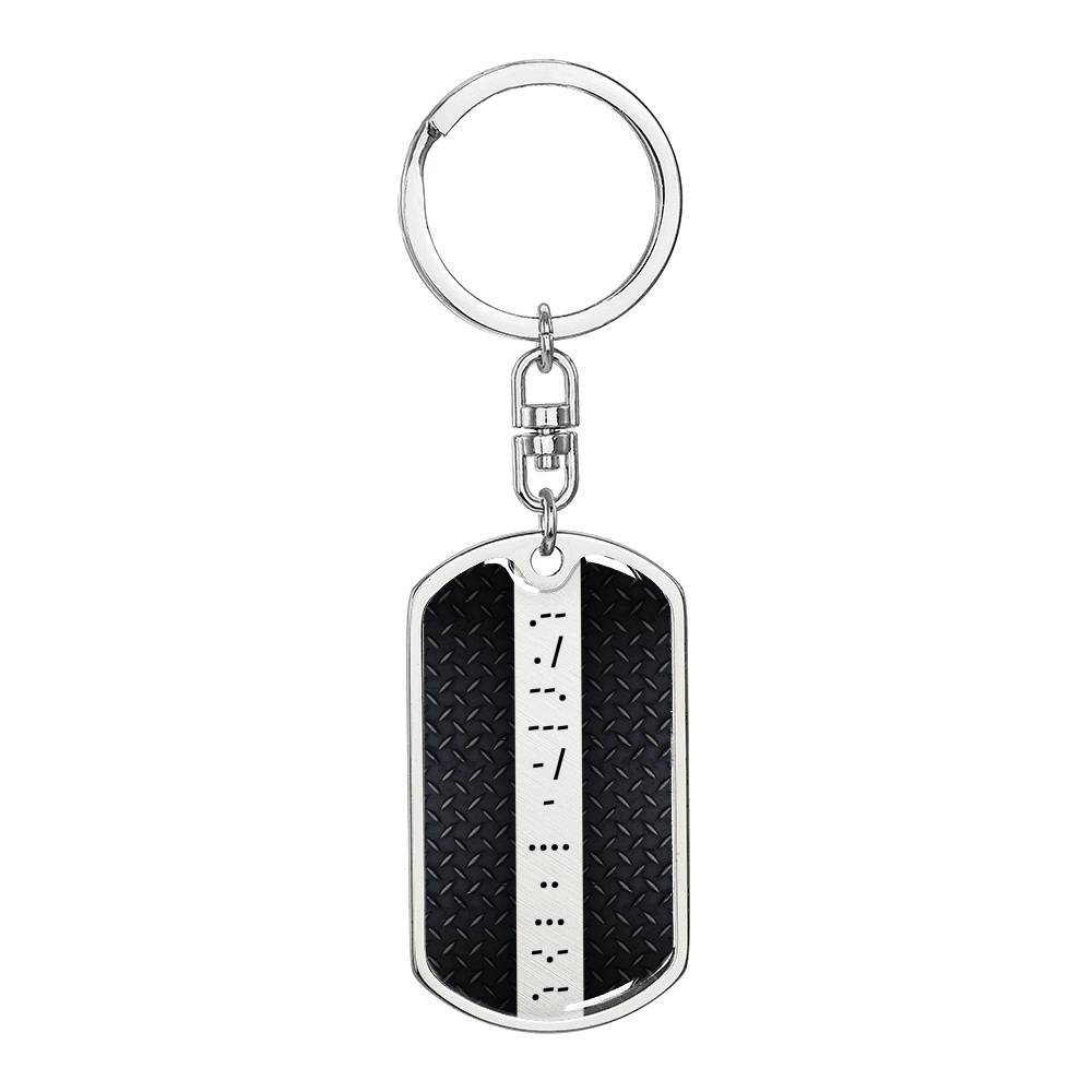 Personalized Morse Code Dog Tag Keychain - Love You This Much