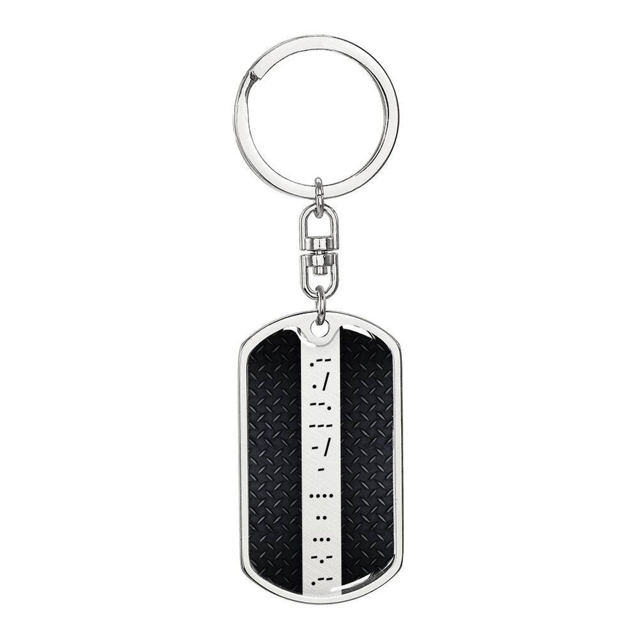Personalized Morse Code Dog Tag Keychain - Love You This Much