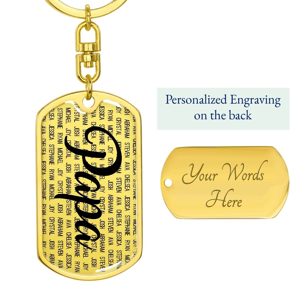 Personalized Papa (With Grandkids) Dog Tag Keychain - Love You This Much