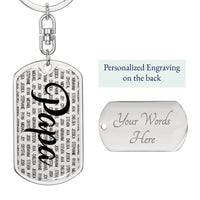Thumbnail for Personalized Papa (With Grandkids) Dog Tag Keychain - Love You This Much