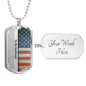 To My Boyfriend (American Flag) Dog Tag Necklace - Love You This Much